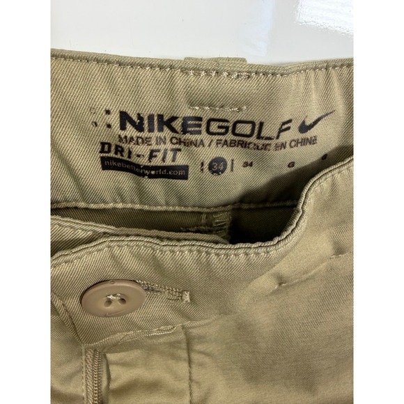Nike Golf Dri-FIT Mens Khaki Shorts Size 34 Flat Front Performance - Picture 2 of 3